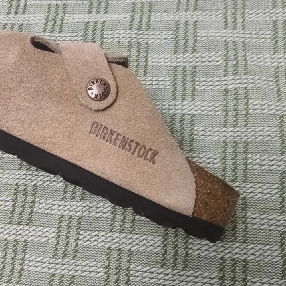 🍭women's Latte Cream Suede Birkenstock Boston Shoes - Narrow Fit - Picture 4 of 5
